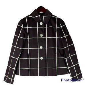 New Ralph Lauren Medium Petite MP Jacket Blazer Windowpane Plaid Brown Chic!